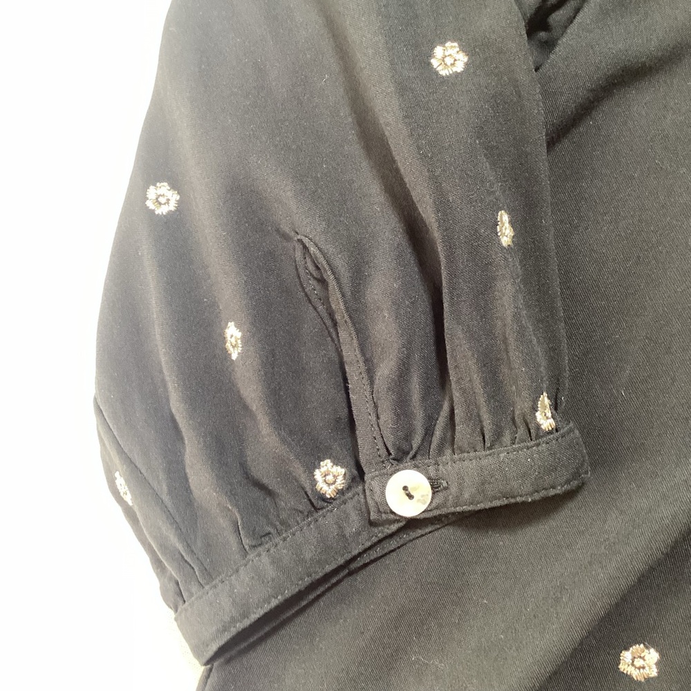 Woman’s Black Blouse with Gold Embroidery 3/4 Sleeves - Picture 7 of 13